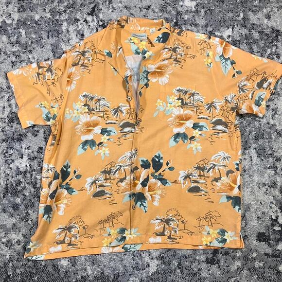 Vintage 90s Caribbean Hawaiian Shirt Floral Print Modal XL - Picture 1 of 6
